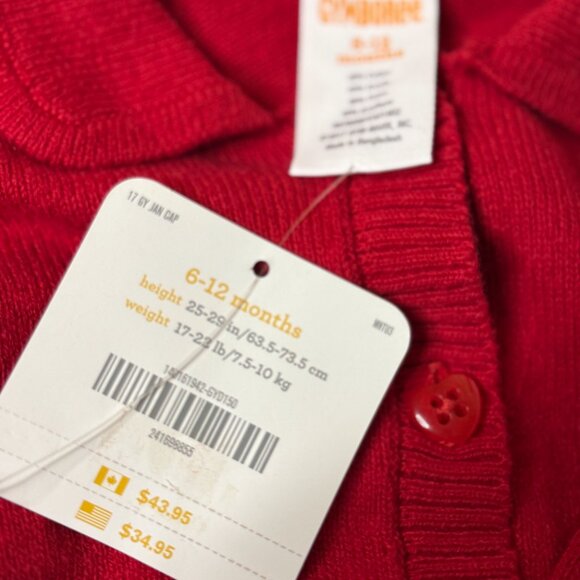 Gymboree Red Cardigan Sweater 6–12M | NWT Baby Girl Holiday Bow Hem - Picture 3 of 6